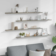 vidaXL Wall Shelf | Set of 4 | Concrete Grey | MDF | 100x9x3 cm | Wall Shelf 3