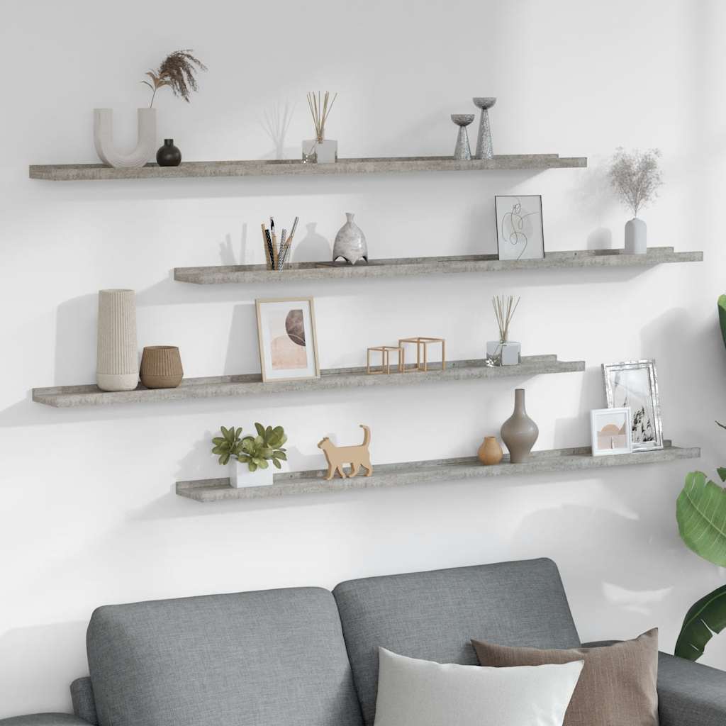 vidaXL Wall Shelves 4 pcs Concrete Grey 115x9x3 cm 3