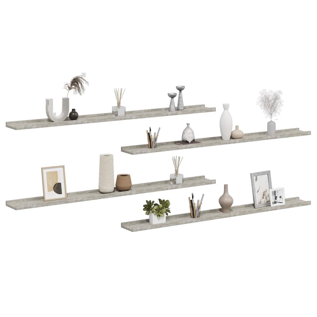 vidaXL Wall Shelves 4 pcs Concrete Grey 115x9x3 cm 4