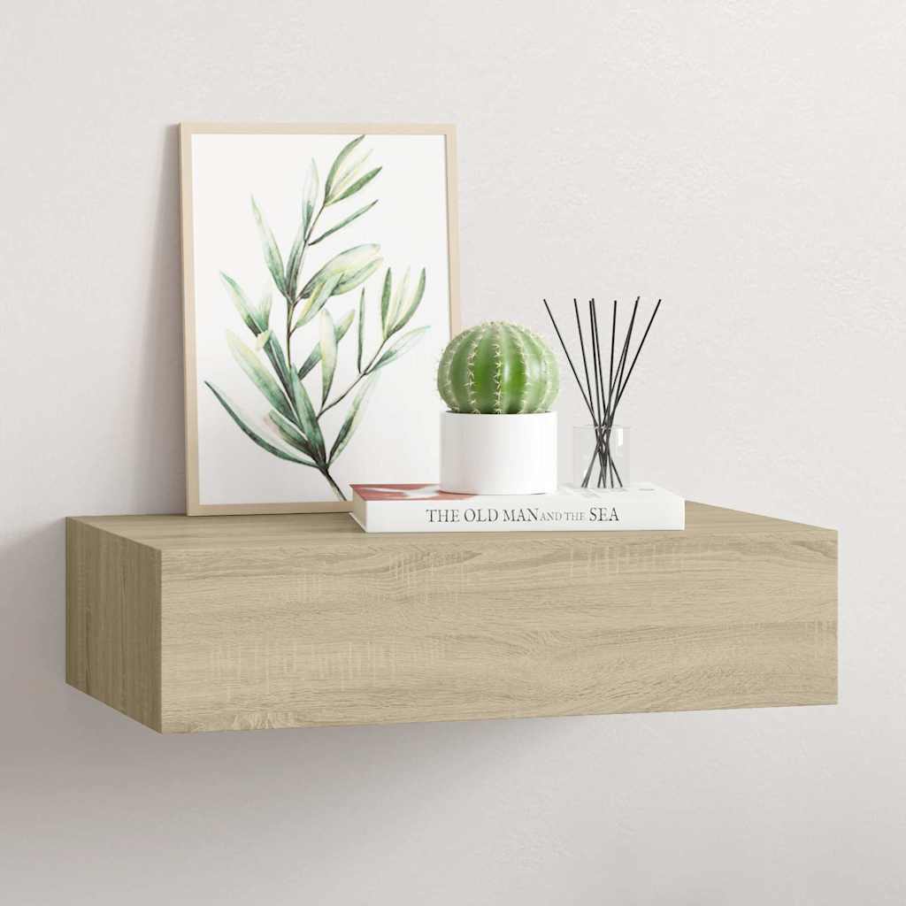 vidaXL Wall-mounted Drawer Shelf Oak 40x23.5x10cm MDF 1