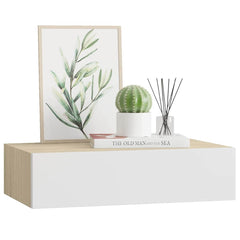 vidaXL Wall-mounted Drawer Shelf Oak and White 40x23.5x10cm MDF 4