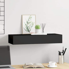 vidaXL Wall-mounted Drawer Shelf Black 60x23.5x10cm MDF 3