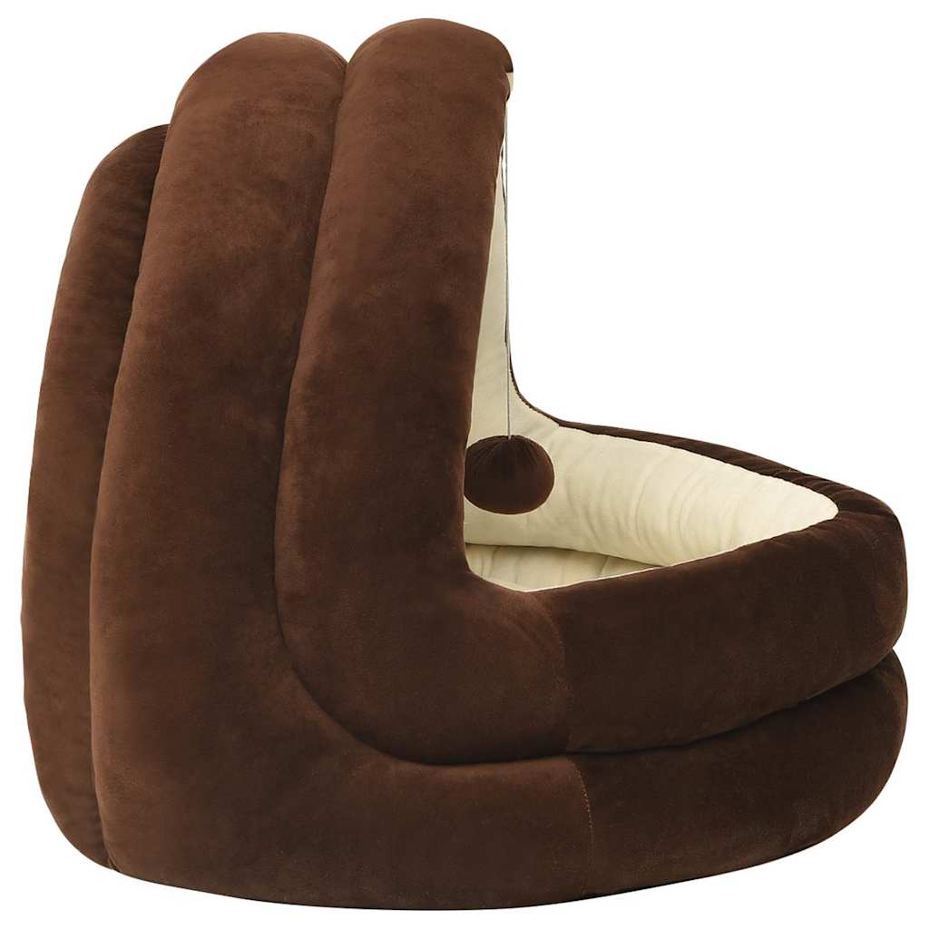 vidaXL Cat Bed | Brown and cream | Fleece with PP cotton filling | 50x50x45 cm 4