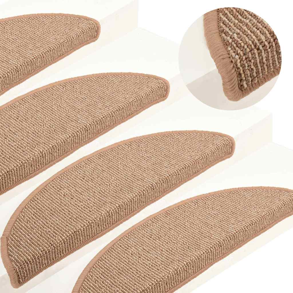 Stair Mats 15 pcs 56x17x3 cm Half Round Light brown