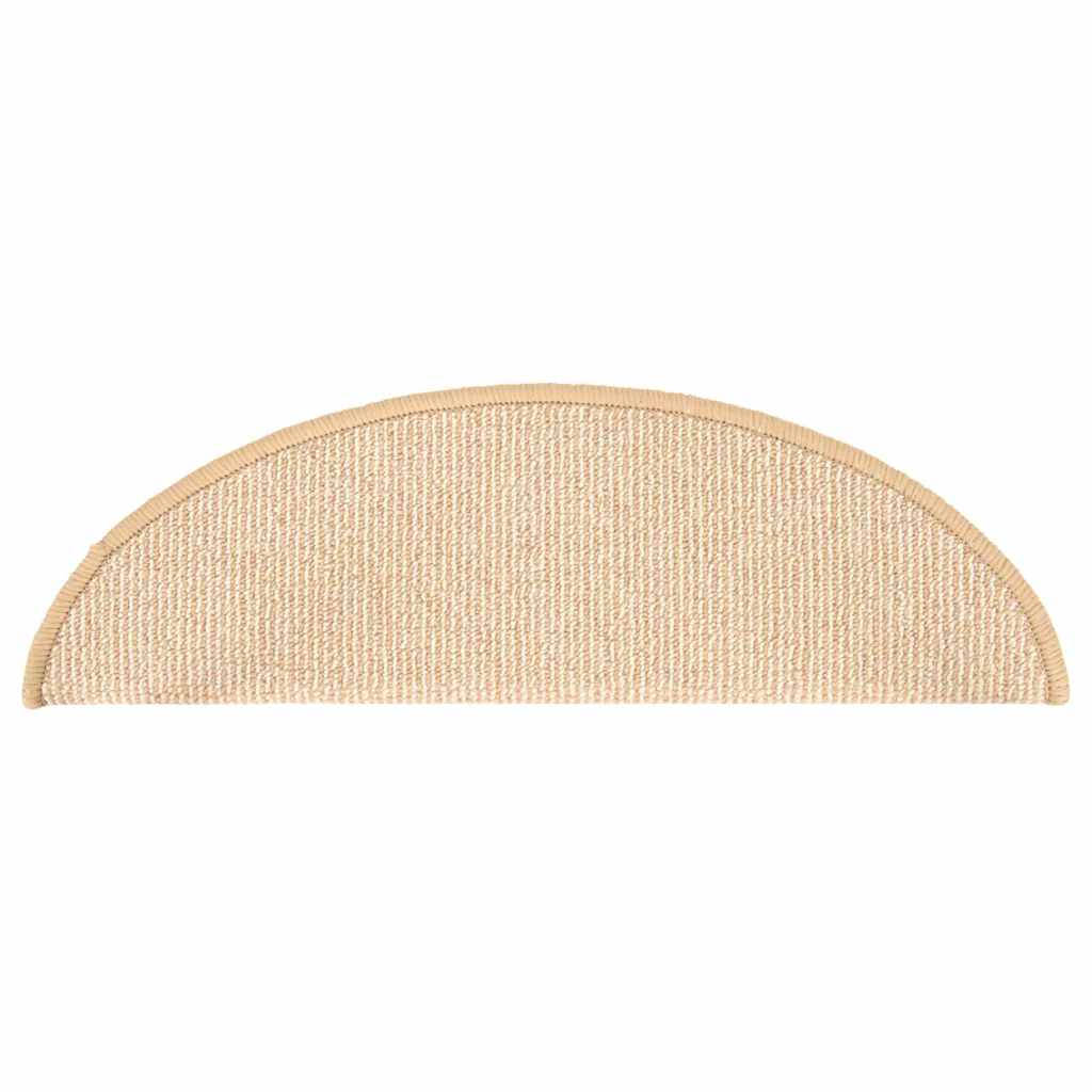 Stair Mats 15 pcs 56x17x3 cm Half Round Cream