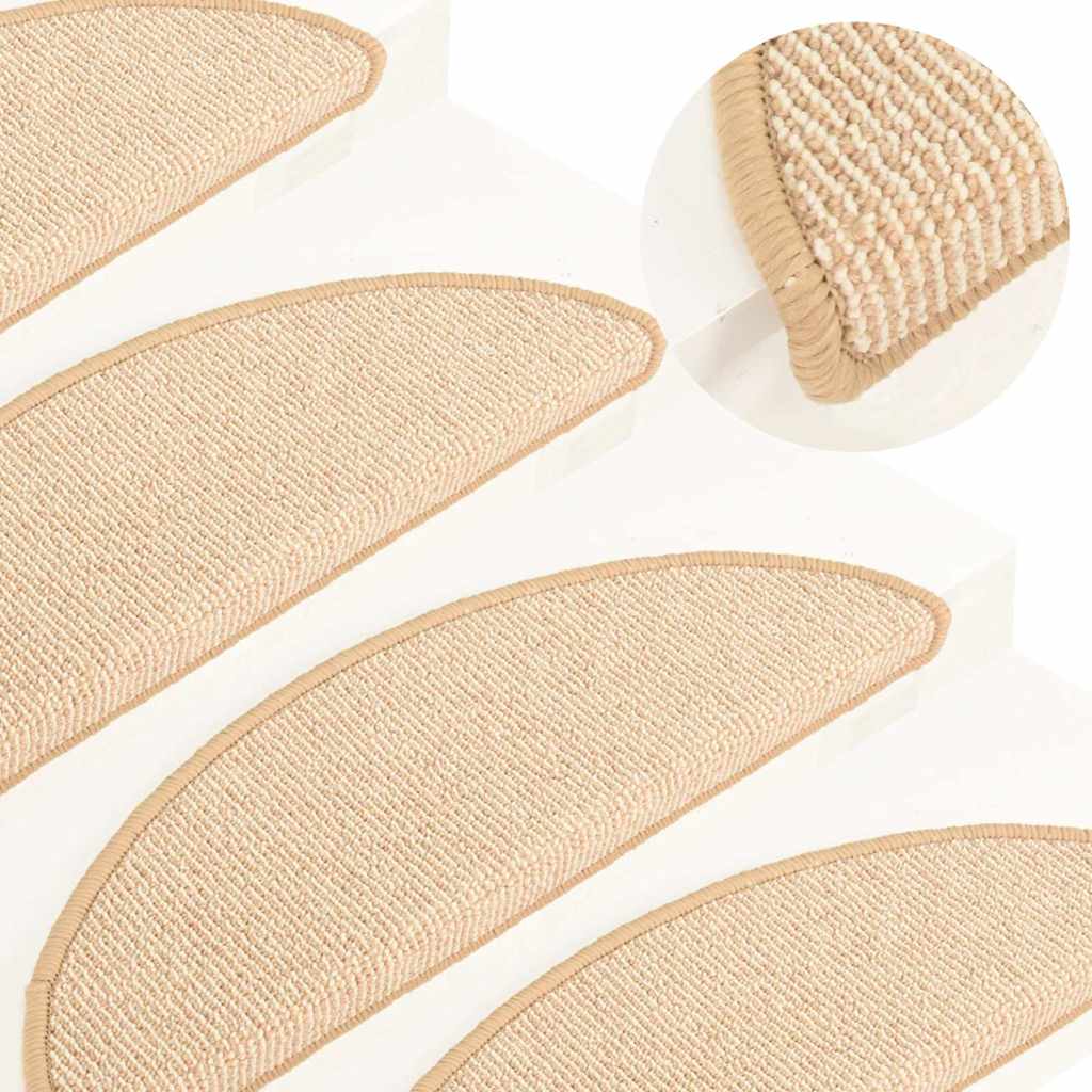 Stair Mats 15 pcs 56x17x3 cm Half Round Cream