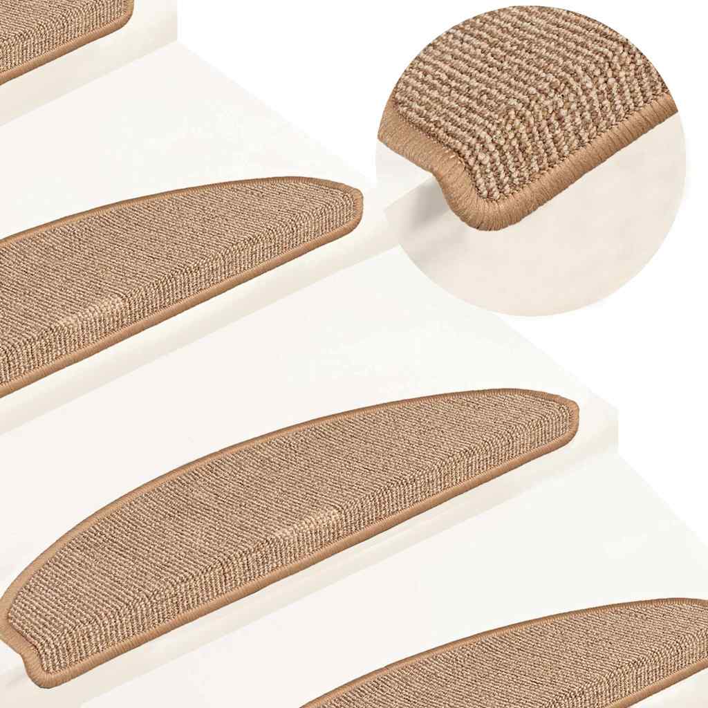 vidaXL Stair Mats 15 pcs 65x21x4 cm Light Brown Half Round Large 1