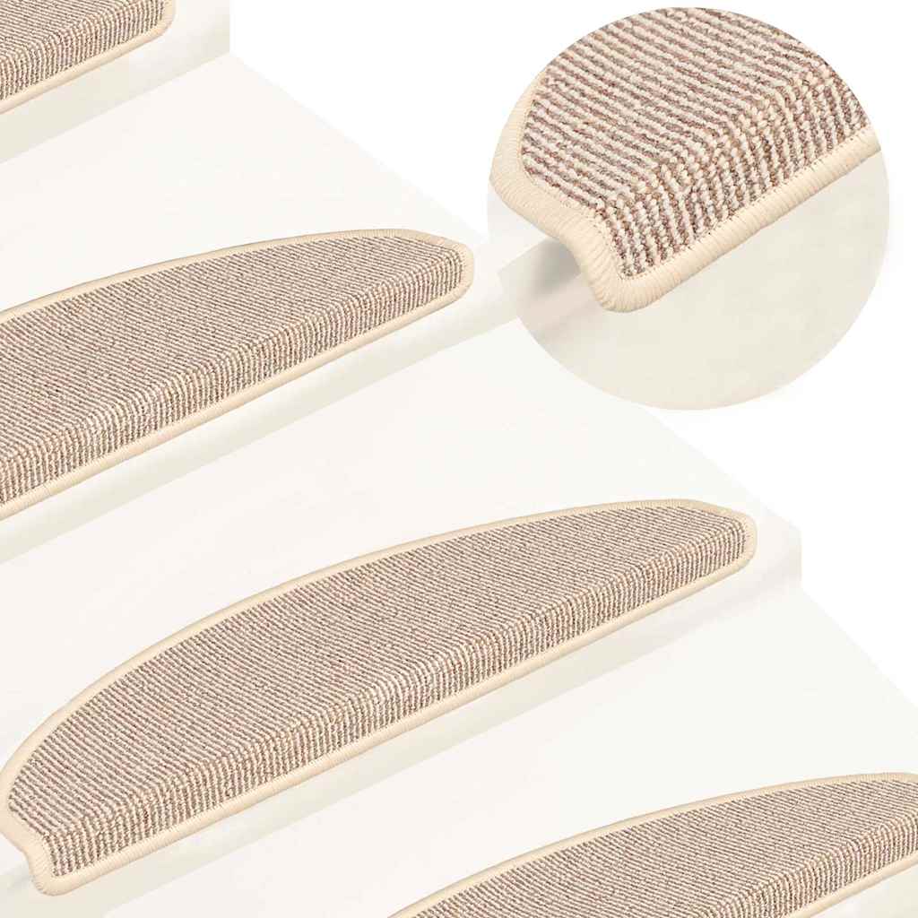 vidaXL Stair Mats 15 pcs 65x21x4 cm White and Brown Half Round Large 1