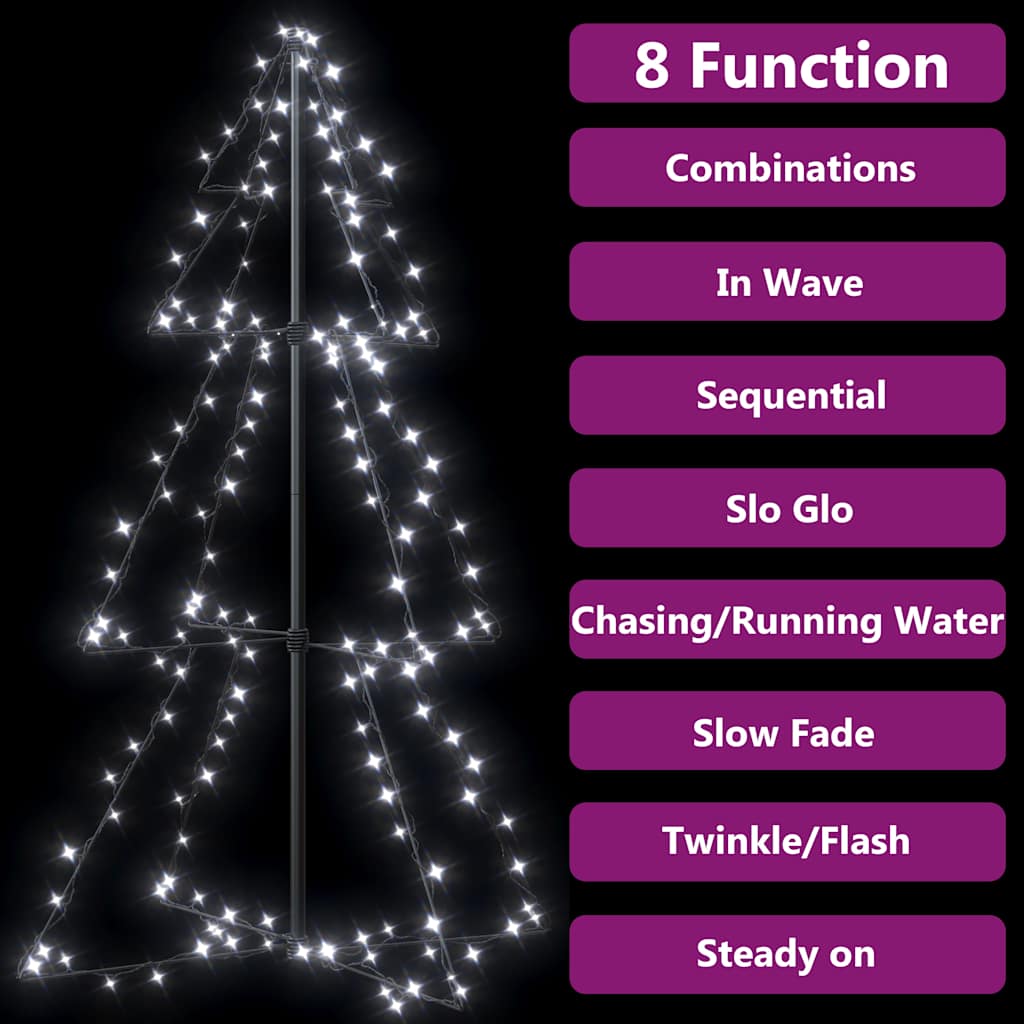 vidaXL Christmas Cone Tree 160 LEDs Indoor and Outdoor 78x120 cm 4