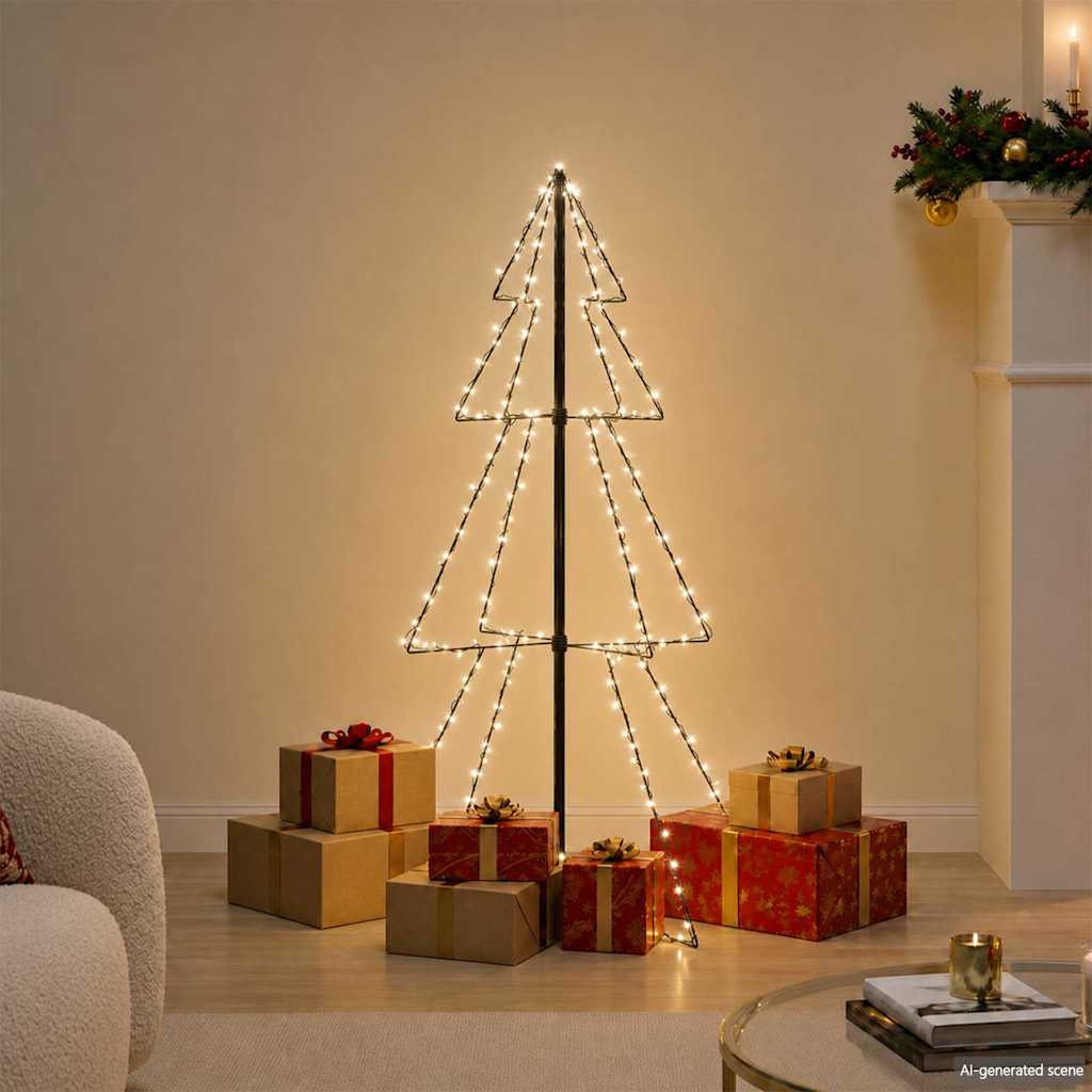 vidaXL Christmas Cone Tree 160 LEDs Indoor and Outdoor 78x120 cm 1