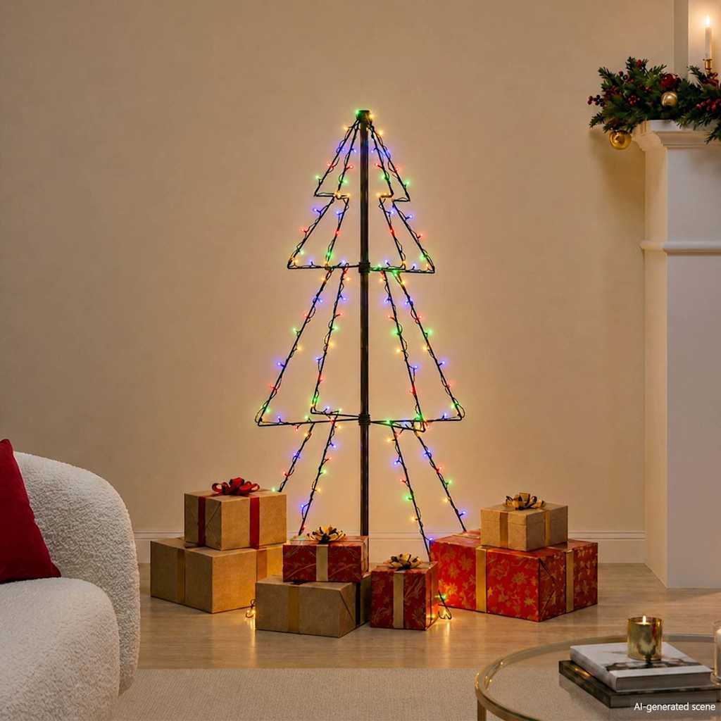 vidaXL Christmas Cone Tree | Colourful | Metal | Medium | Christmas Cone Tree 1