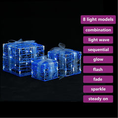 Decorative Acrylic Christmas Gift Boxes 3 pcs Blue