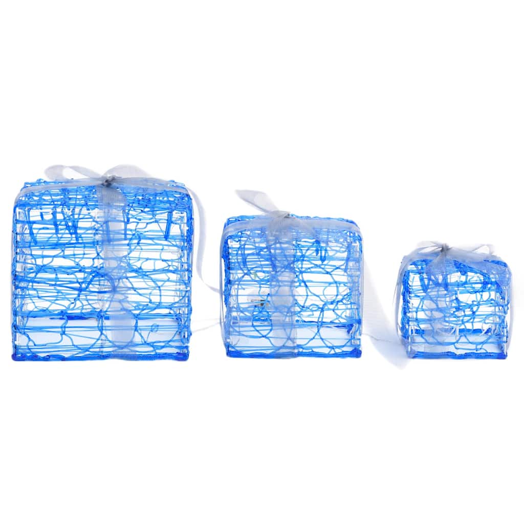 Decorative Acrylic Christmas Gift Boxes 3 pcs Blue