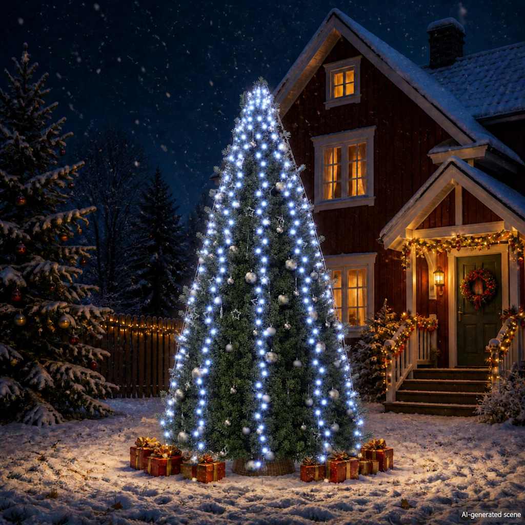vidaXL Tree Light | Blue, Dark Green | PVC | 500 cm | Water-resistant 1