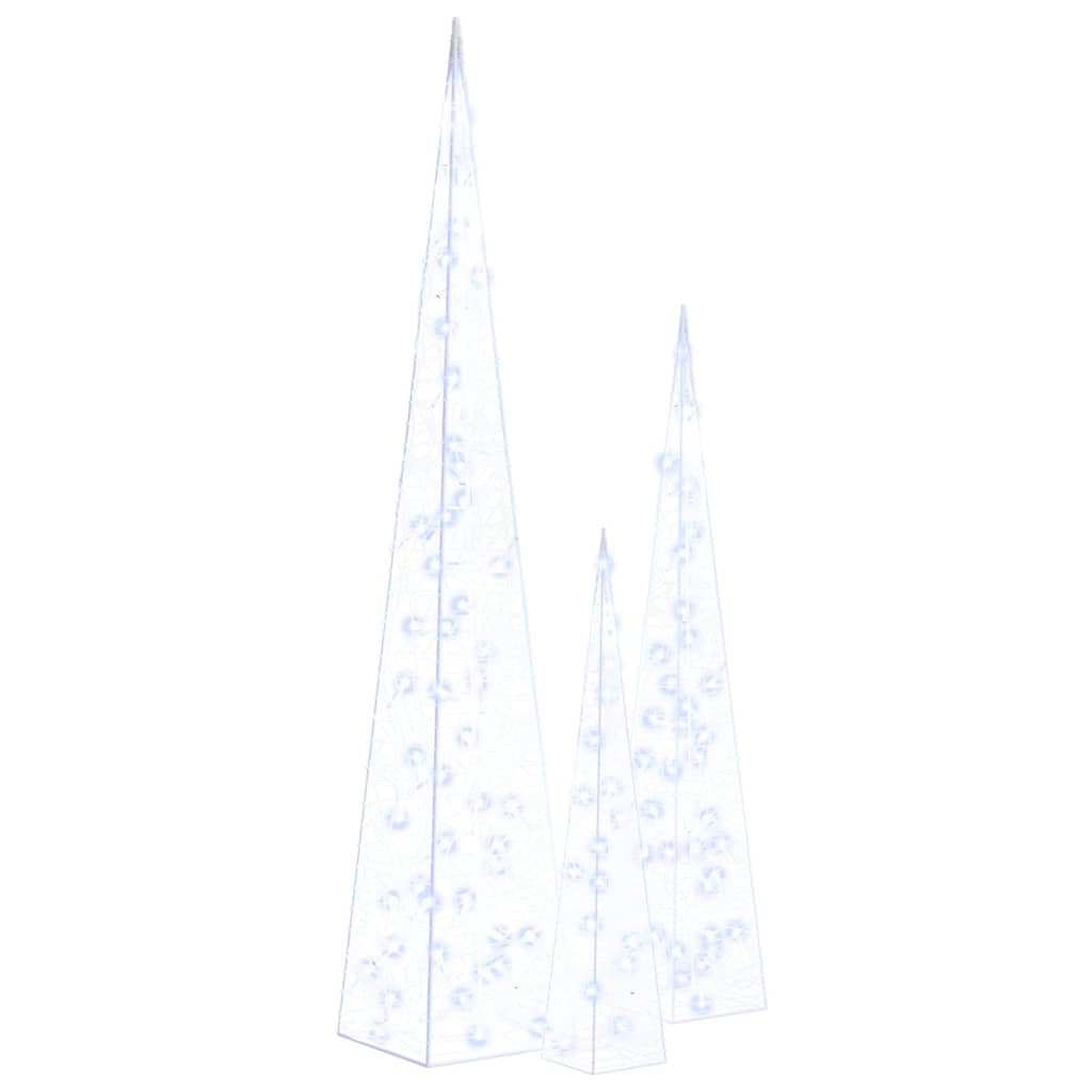 328973 vidaXL Acrylic Decorative LED Light Cone Set Blue 60/90/120cm 2