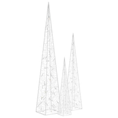 328973 vidaXL Acrylic Decorative LED Light Cone Set Blue 60/90/120cm 3