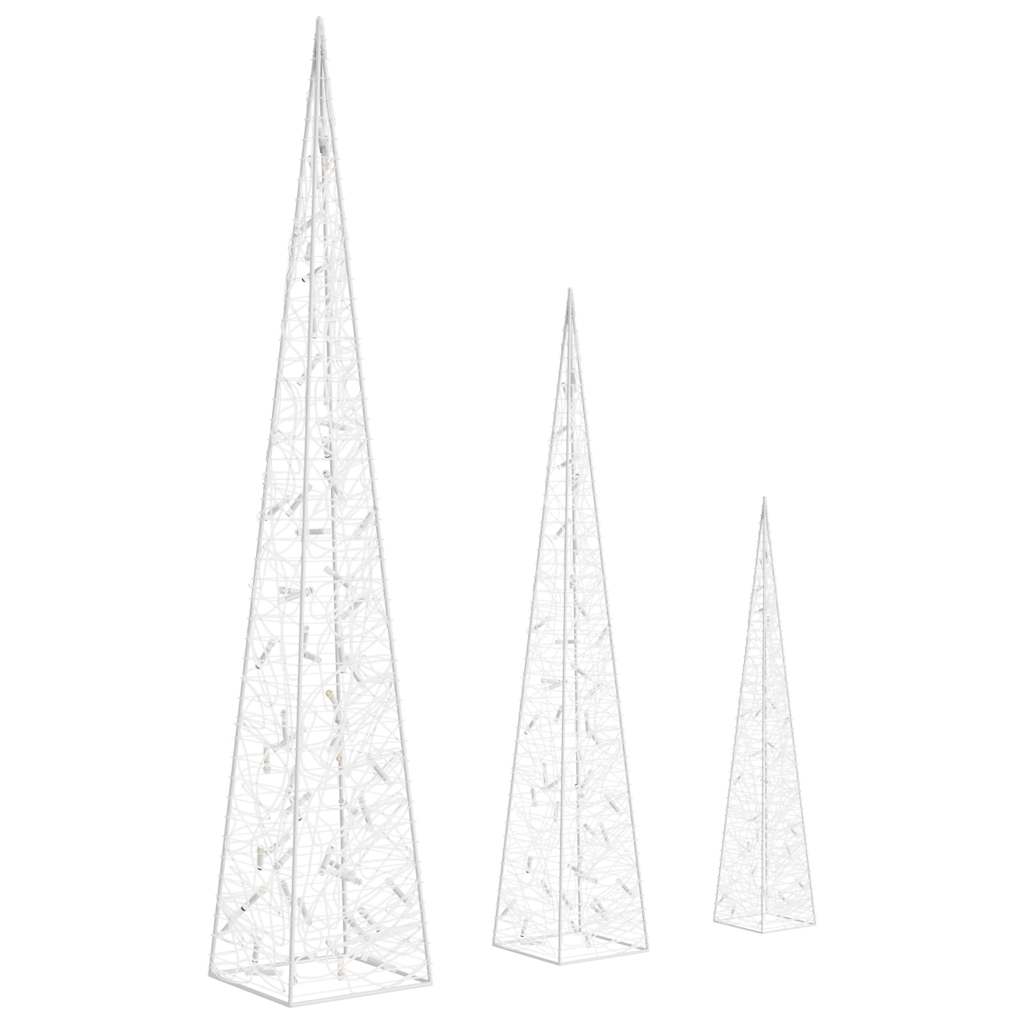 328973 vidaXL Acrylic Decorative LED Light Cone Set Blue 60/90/120cm 4
