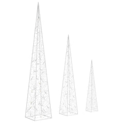 328973 vidaXL Acrylic Decorative LED Light Cone Set Blue 60/90/120cm 4