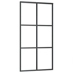 Sliding Door ESG Glass and Aluminium Black 102 x 205 cm 3x2 grids
