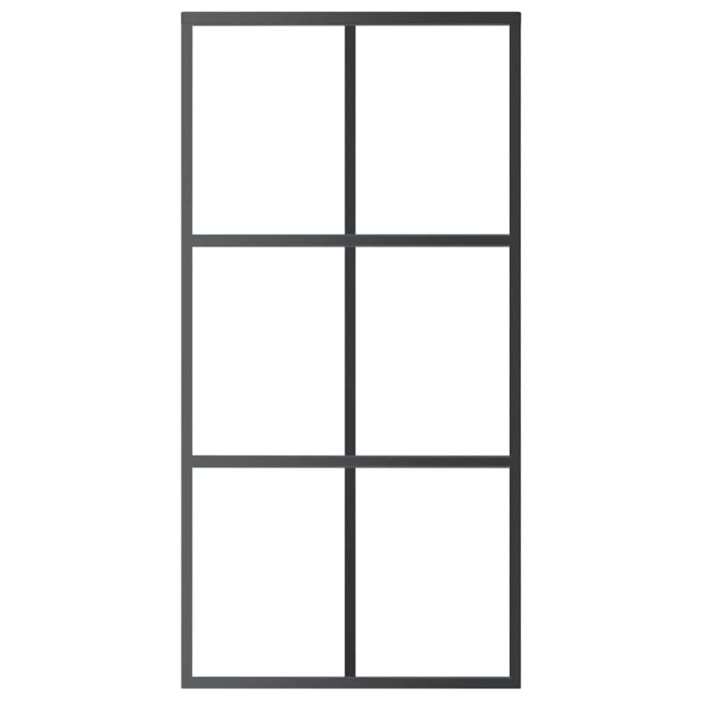 Sliding Door ESG Glass and Aluminium Black 102 x 205 cm 3x2 grids