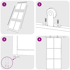 Sliding Door ESG Glass and Aluminium Black 102 x 205 cm 3x2 grids