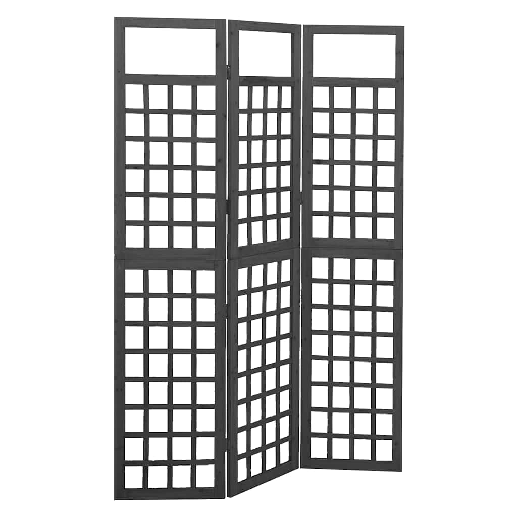 3-Panel Room Divider/Trellis Solid Fir Wood in Black