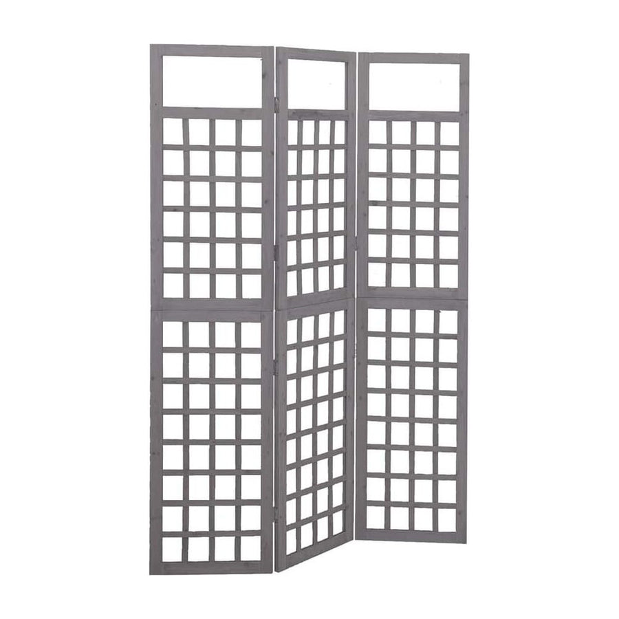 3-Panel Room Divider/Trellis Solid Fir Wood Grey