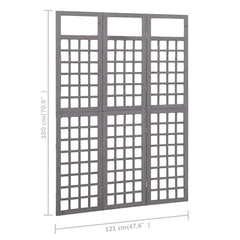 vidaXL 3-Panel Room Divider/Trellis Solid Fir Wood Grey 121x180 cm 6