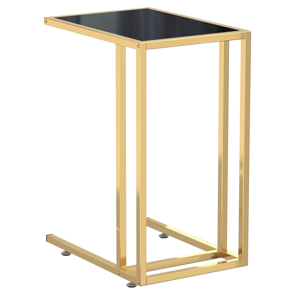 vidaXL Computer Side Table Black 50x35x65 cm Tempered Glass 2