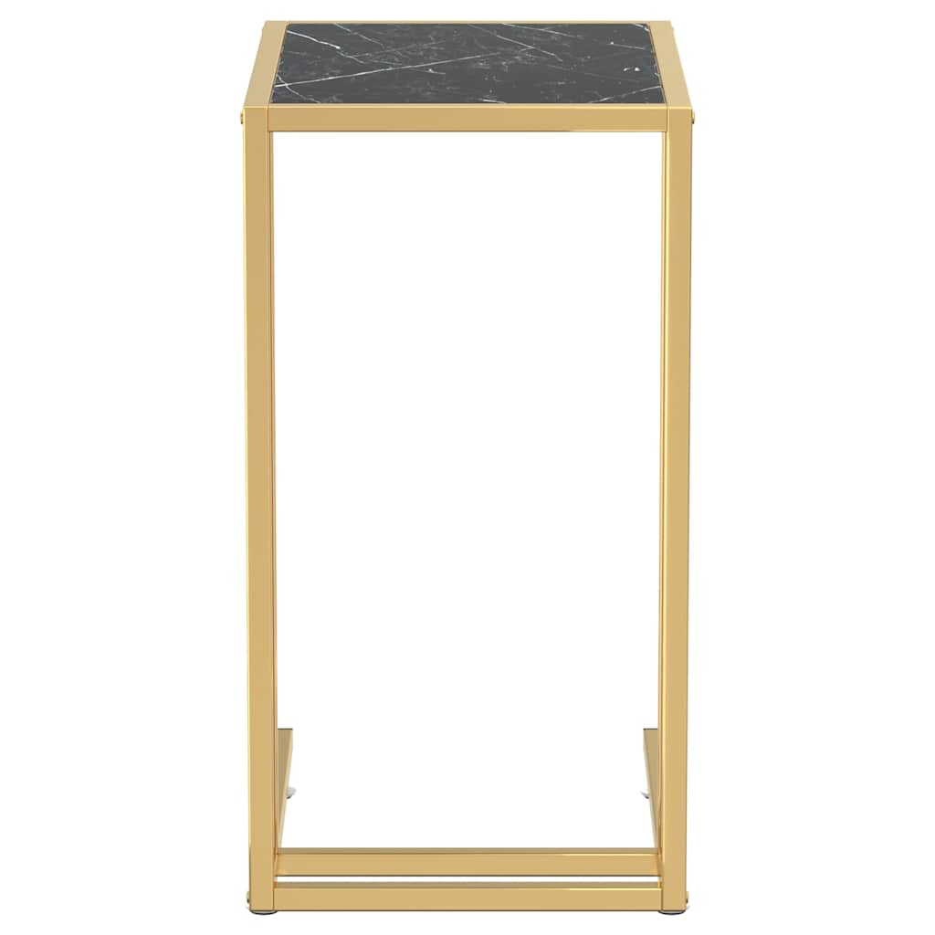 vidaXL Computer Side Table Black Marble 50x35x65 cm Tempered Glass 3