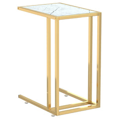 vidaXL Computer Side Table White Marble 50x35x65 cm Tempered Glass 2