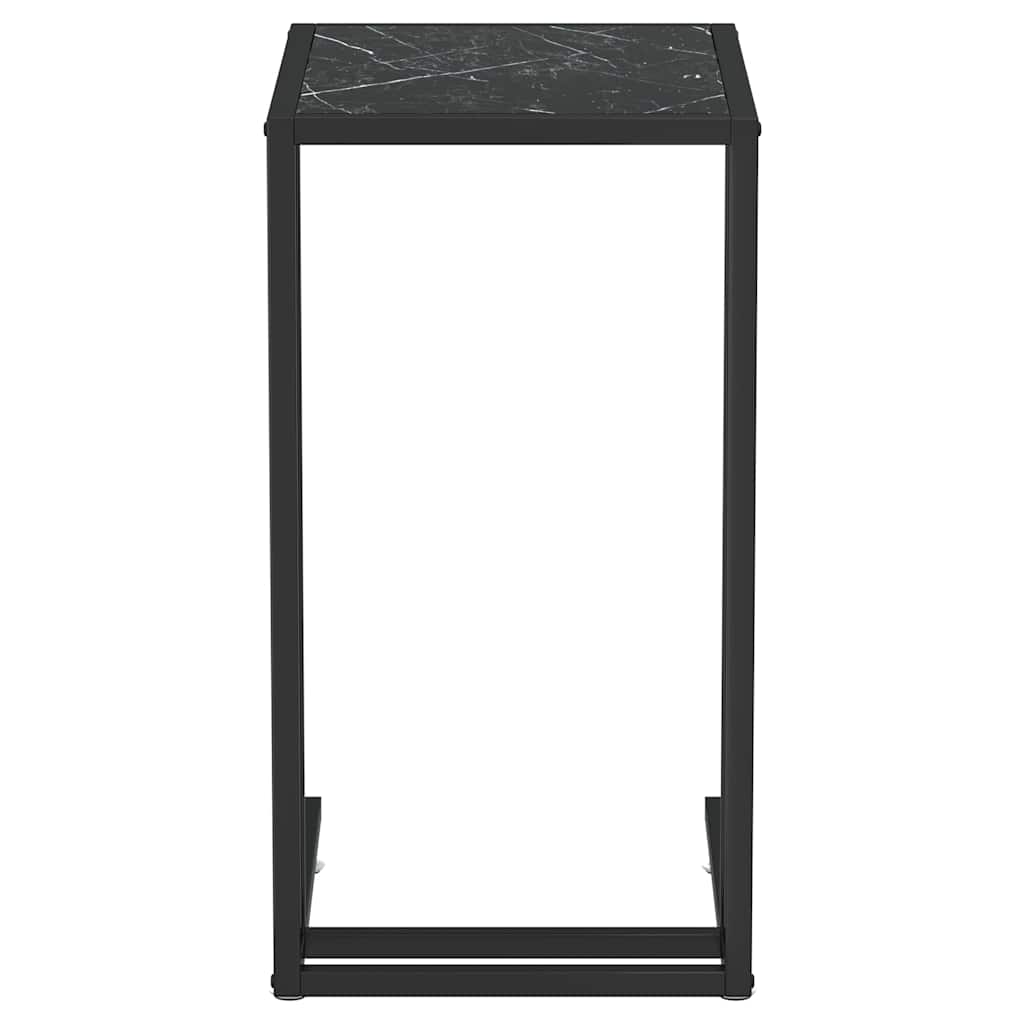 vidaXL Computer Side Table Black Marble 50x35x65 cm Tempered Glass 3