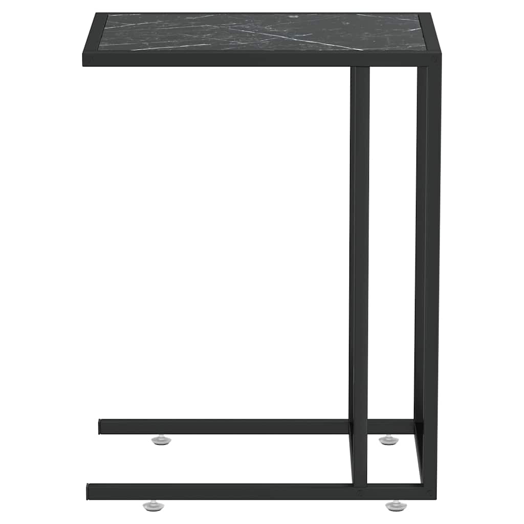 vidaXL Computer Side Table Black Marble 50x35x65 cm Tempered Glass 4