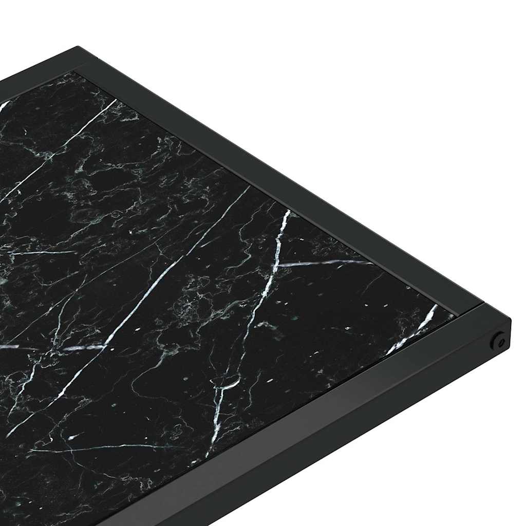 vidaXL Computer Side Table Black Marble 50x35x65 cm Tempered Glass 5