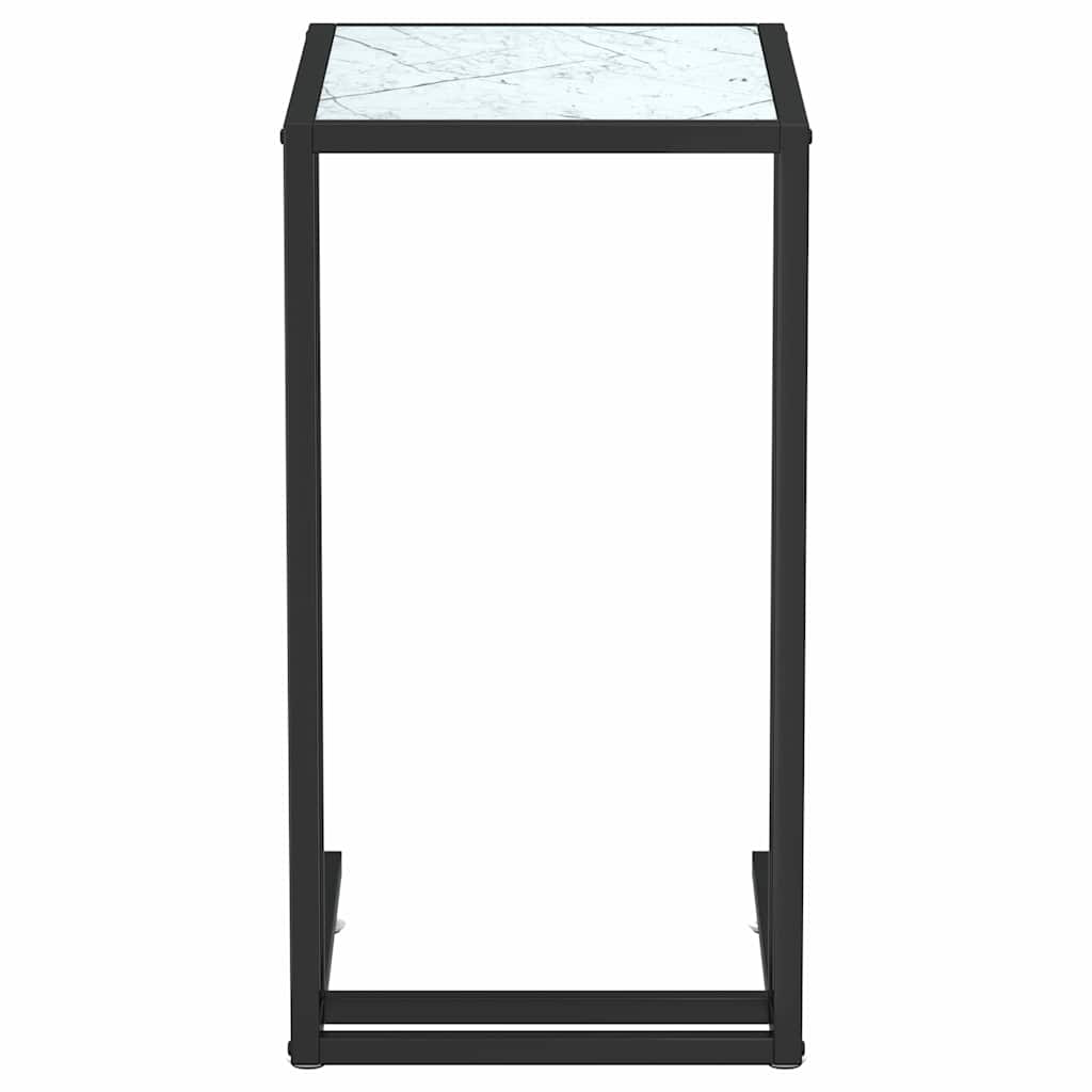 vidaXL Computer Side Table White Marble 50x35x65 cm Tempered Glass 3