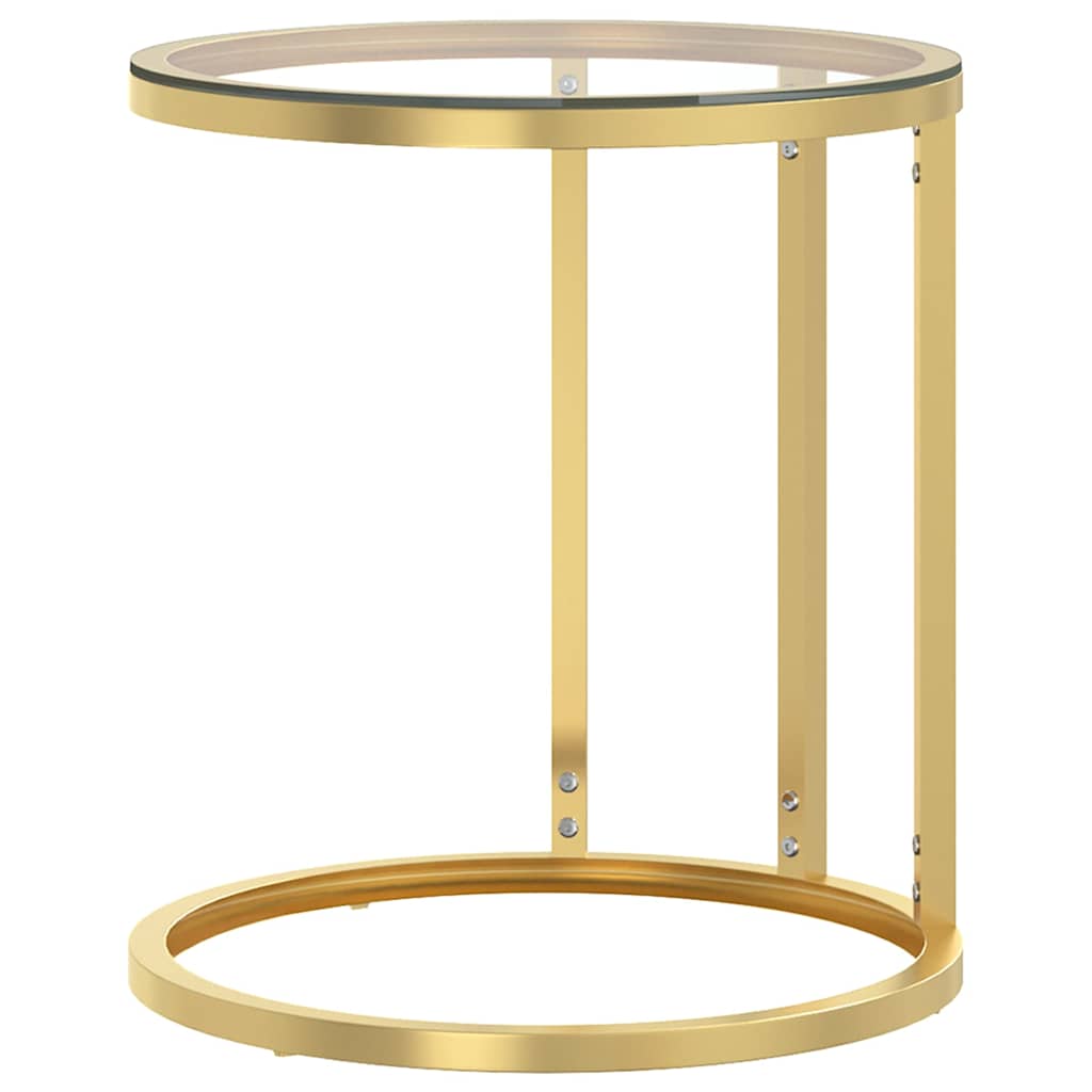 vidaXL Side Table | Gold and Transparent | Tempered glass, powder-coated iron 3