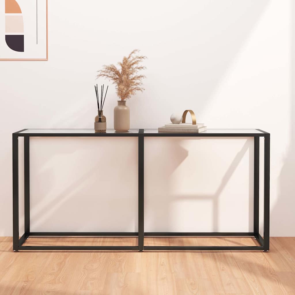 vidaXL Console Table | Transparent | Tempered glass, powder-coated steel 1
