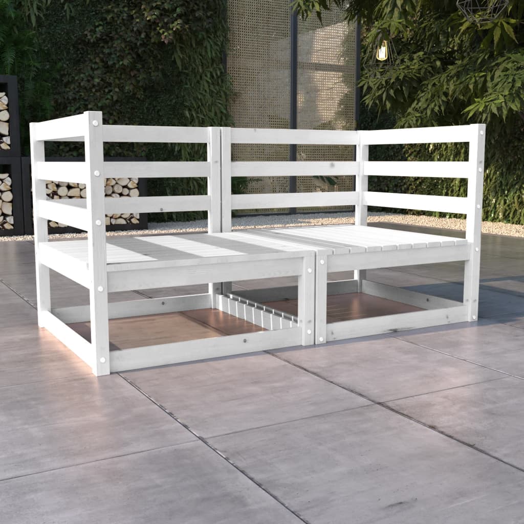 vidaXL Garden 2-Seater Sofa White Solid Pinewood 1