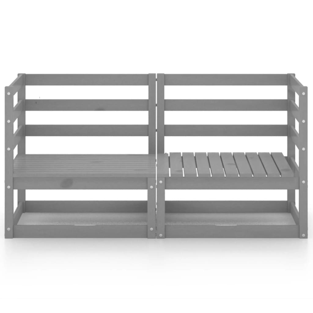 vidaXL Garden 2-Seater Sofa Grey Solid Pinewood 3