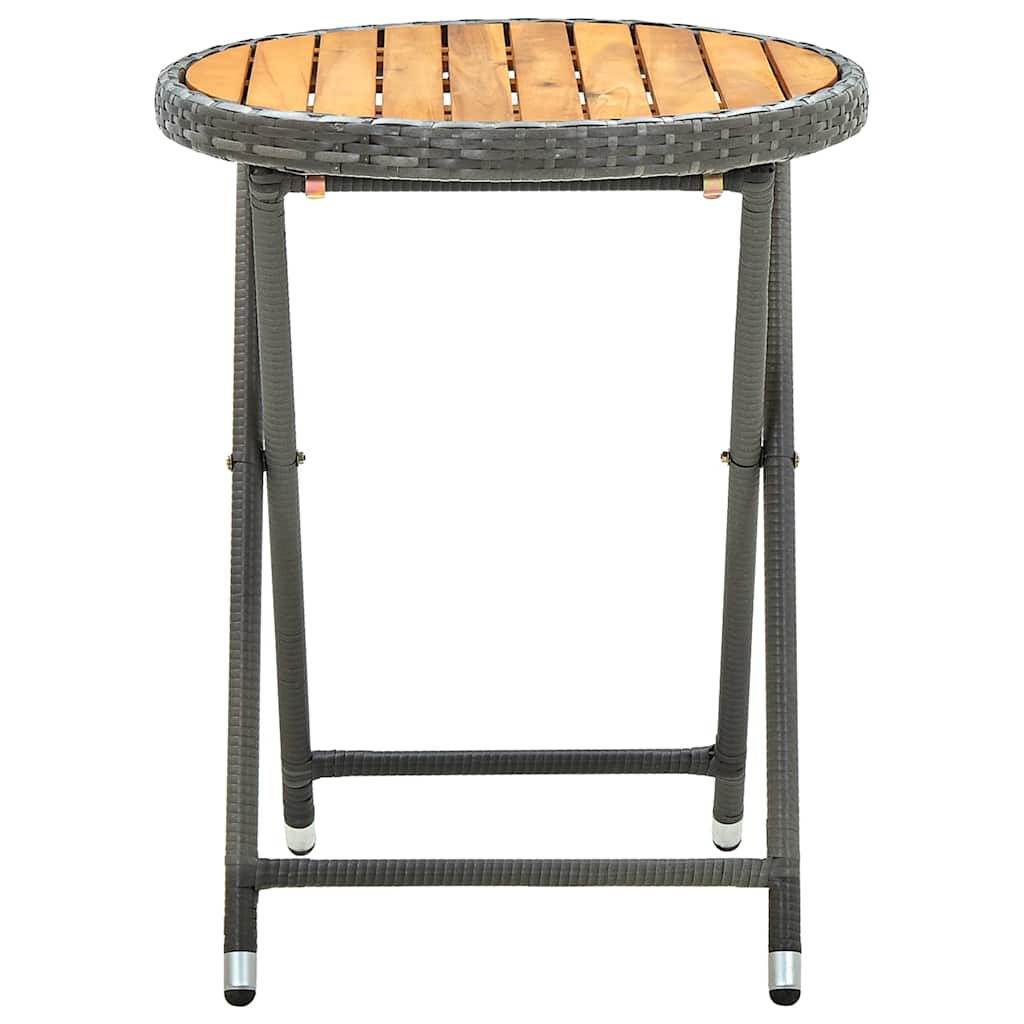 vidaXL Tea Table Grey 60 cm Poly Rattan and Solid Acacia Wood 3