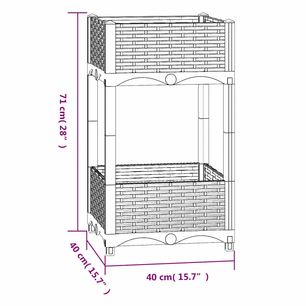 316519 vidaXL Raised Bed 40x40x71 cm Polypropylene 6