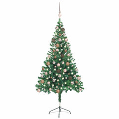 Christmas Tree PVC 150 cm Green with 150 LEDs&rose gold balls