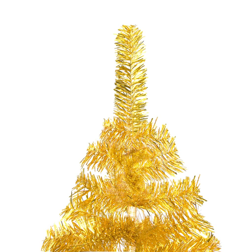 Christmas Tree with LED Light PET and Steel 210 cm Gold with 300 LEDs&rose gold balls