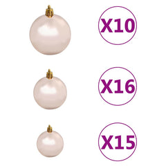 Artificial Pre-lit Christmas Tree with Ball Set White 65 cm Rose 240 cm 100 cm