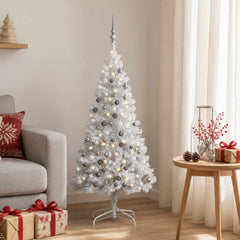 Christmas Tree PET 120 cm Silver with 150 LEDs&white/grey balls