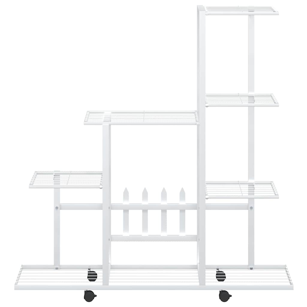 vidaXL Plant Stand | White | Metal | Medium | Rollable | Plant Stand 5