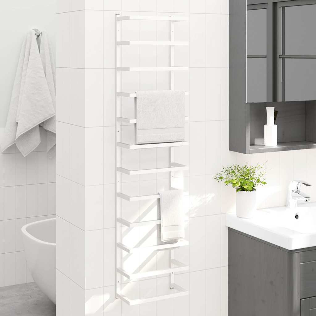 vidaXL Towel Rack | White | Steel | 24 cm x 12 cm x 96 cm | Towel Rack 3