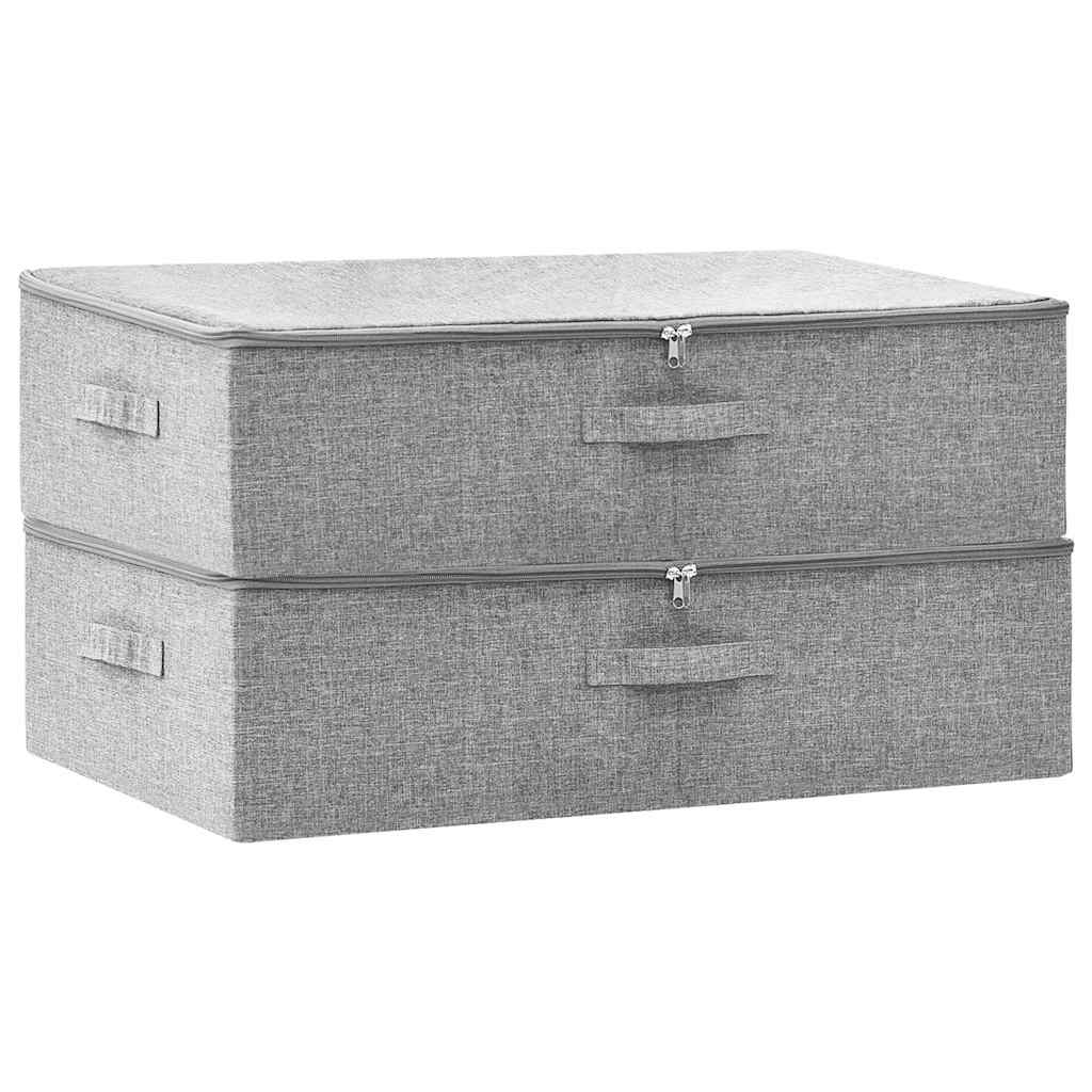 vidaXL Storage Boxes 2 pcs Fabric 70x40x18 cm Grey 2