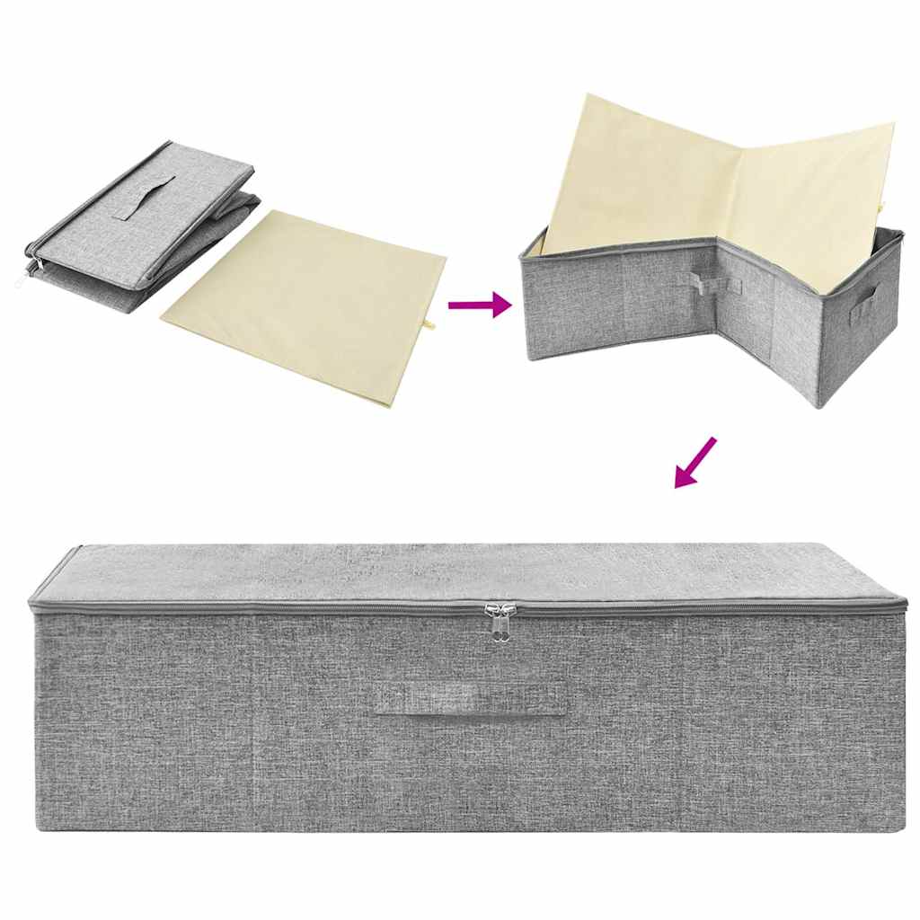 vidaXL Storage Boxes 2 pcs Fabric 70x40x18 cm Grey 5