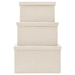 vidaXL Stackable Storage Box Set of 3 Piece Fabric Cream 5